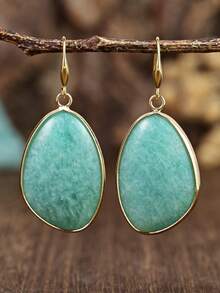 Yumfeel Pendientes con colgante de piedra natural de amazonita estilo bohemio, accesorios versátiles y de moda para mujeres, regalo de Navidad - Multicolor - Ver 9