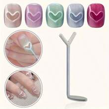 2 piezas de herramientas auxiliares de estilismo de uñas de ojo de gato, cilíndricas & en forma de Y, herramientas de manicura de ojo de gato - Plateado - Ver 2