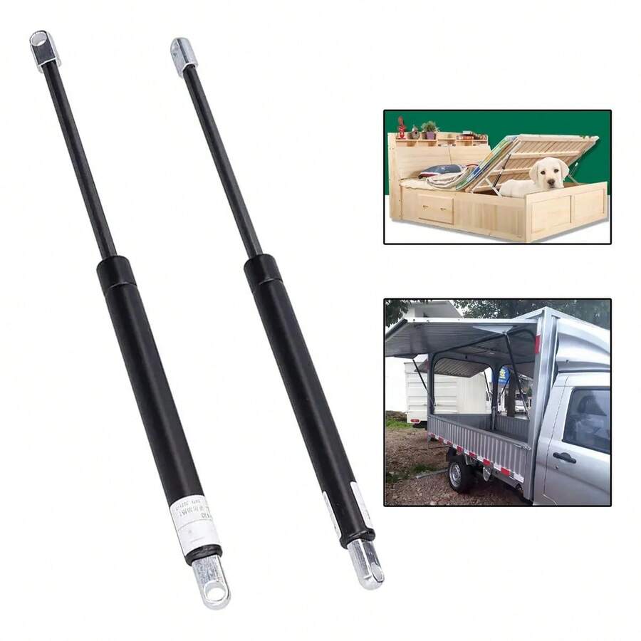 2 Pcs Pistones De Gas Amortiguador De Resorte 60cm 800n Negro - Negro - Ver 1