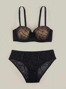 Bralution Women's Floral Mesh Fashionable Comfortable Lingerie Set Multi-Pack Bra & Panty Set - Multicolor - View 12
