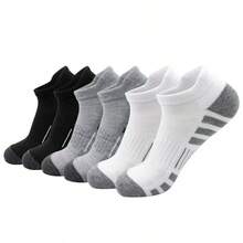 3/6 Pairs Contrast Striped Sports Boat Socks, Arch Compression Support, Thick Terry Bottom Cushioning, Mesh Breathable Quick-Dry, Non-Slip Wear-Resistant Anti-Slip, Unisex, Suitable For Running, Basketball, Hiking, Outdoor Sports - Multicolor - View 4