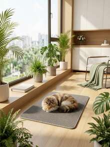 Double Layer Cat Litter Trapping Mat, Aesthetic Honeycomb Cat Litter Collection Mat, Washable Anti-Scatter Waterproof Pet Mat, Suitable For Cat Litter Box, Multiple Colors - Pink - View 7
