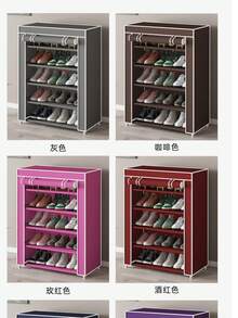 簡約多層省空間防塵鞋架，現代極簡組裝式鞋收納櫃，適用居家租屋公寓宿舍臥室玄關衣櫥收納，堅固金屬框架鞋架收納架 - 彩色 - 查看 4