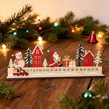 1 pieza Decoración de Cuenta Regresiva Navideña, Diseño de Papá Noel, Muñeco de Nieve, Árbol de Navidad y Coche Rojo, Adecuado para Decoración de Fiesta en el Hogar, Decoración de Sala de Fiesta de Invierno, Letrero de Llegada de Navidad, Regalo de Navidad - Ver 1