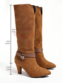Autumn/Winter New High-Top Boots Thick Heel High Heel Women's Boots Plus Size - Brown - View 11