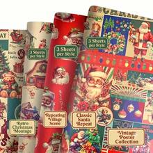 12pcs Vintage Christmas Collage Print Gift Wrapping Paper Set, Merry Christmas Holiday Winter New Year Wrapping Paper, DIY Handmade Gift Wrapping, Suitable For Indoor Living Room Tabletop Decoration, Bouquets And Christmas Party Favors - Christmas Set - View 11