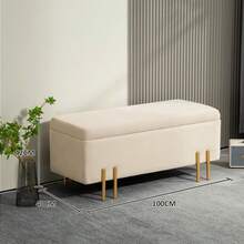 Sofa z siedziskiem, tapicerowana ławka z miejscem do przechowywania, ławka z szufladą, tkanina, metal, drewno kauczukowe, pianka, zielony, 100 x 40 x 42 cm On-Site - Beż + Drewno - Zobacz 7
