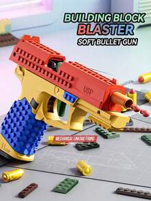 DIY積木泡沫發射器玩具,可拆卸積木外殼附互動彈出功能,室內外互動遊戲玩具,適合作為青少年男孩的生日、萬聖節、聖誕節禮物 - 彩色 - 查看 5