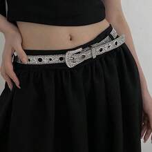 1pc Luxury Rhinestone Fashion Decorative Belt, Glitter Sequin Waist Belt, Suitable For Jeans, Pants And Dresses, Y2K Style Perforated Glitter Belt Accessory - Rhinestone Belt - View 8