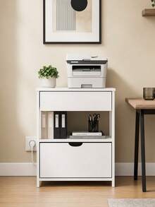 SoBuy | Bedside Table With 2 Drawers | Nightstand With USB Charging Port | Storage Cabinet For Living Room | 45*38*55 Cm | Load Capacity 30 Kg - White - View 10