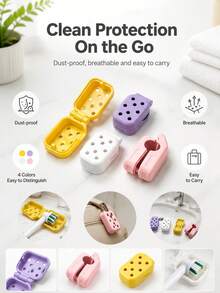 4pcs Electric Toothbrush Head Covers With Ventilation Holes To Ensure Air Circulation And Dryness, Reducing Odor. Creative And Fashionable Toothbrush Head Covers, Toothbrush Protective Sleeves. Lightweight And Practical, Suitable For Home And Travel - A - View 1