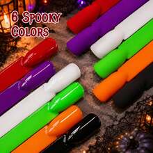 Beetles 6 Colors Halloween Gel Nail Polish Set, Red Purple Green Orange Black White Soak Off UV LED Gel For Pumpkin, Ghost, Witch & Spooky Nail Art - 6 Colors Halloween Gel Nail Polish Set - 查看 4