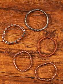 1 Set de Pulseras Bohemias con Cuentas de Turquesa Artificial - Estilo 16 - Ver 3