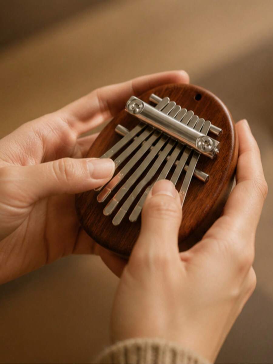 1pc Wooden Mini 8 Keys Kalimba Thumb Piano,Portable 5-Finger Finger Piano,Small Musical Instrument ,Lightweight Pocket Musical Toy ,For Music Beginner Performance, Also As Holiday ,Birthday Gift - Multicolor - View 1