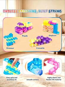 40PCS Colorful Transparent Large Particle Building Blocks Toy, Multi-Specification Transparent Blocks Can Be Freely Stacked To Build Houses, Animals And Other Diverse Shapes, Transparent Colors With Outstanding Appearance, Fully Exercising Children's Hands-On Imagination, Suitable For Home Parent-Child Interaction, Classroom Craft Creation, Back To School Season Classroom Activity Teaching Aids, Halloween Fun Small Gifts, Christmas Children's Exchange Gifts, Preferred Educational Building Toy - Multicolor - View 4