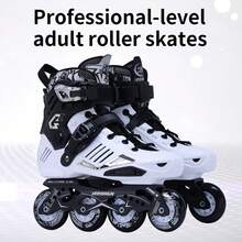 Professional Adult Unisex Inline Skates High Top Ankle Protection Aluminum Alloy Frame PU Wheels Freestyle Skating Shoes - White and Black - View 6