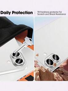 ZYONS Pelindung Lensa Kamera untuk iPhone 17/17 Pro/17 Pro Max/17 Air/16/16 Plus, Desain Cincin Berlian Logam Mengkilap yang Dipersonalisasi, Kekerasan 9H Tahan Gores, Aksesori Ponsel Modis, Kompatibel dengan Casing Ponsel, Isi 3 Buah - Perak - View 4