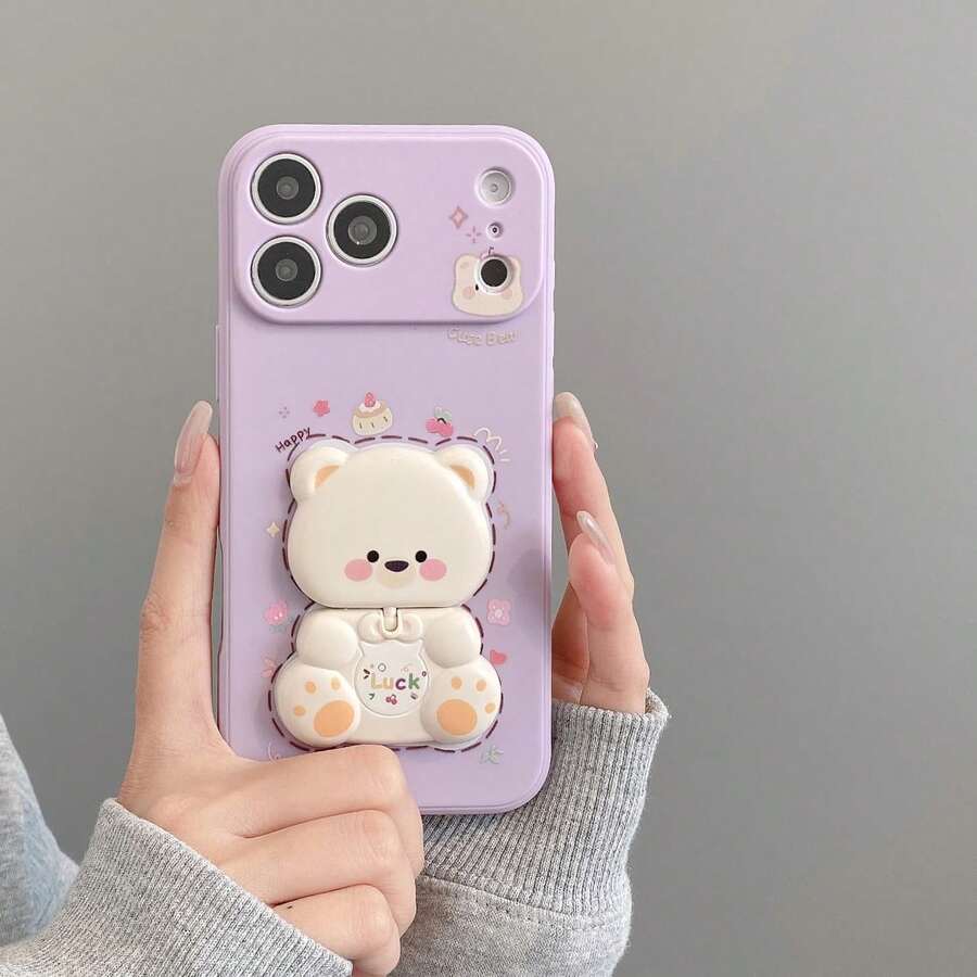 (Funda de teléfono con soporte lindo) (Soporte de espejo) (Pintado lindo) 1 pieza Funda de teléfono de silicona líquida de unicolor compatible con teléfonos y Apple compatible con Apple 11/12/13/14/15/16 Pro Max S22/23/24/S25+U A04/A05/A14/A15/A24/A25/A34/A54 SA56/A36/A26 compatible con OPPO compatible con Vivo compatible con Honor 400/X67899876abc/ compatible con Redmi Note 14/13/12 Funda de teléfono - Suerte morada - Ver 1