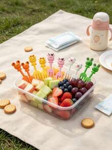 60/20/10/2pcs Reusable Fruit Forks, Bento Box Fruit Tray Inserts, Restaurant Kitchen Cake Shop Plate Decor, Party Dessert Fruit Supplies, Essential Kitchen Utensils, Halloween And Christmas Gifts - Multicolor - View 6