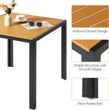 Garden Table 75x75cm, Weatherproof WPC Square Patio Table With Aluminium Frame, Rustproof Lightweight Outdoor Bistro Table For Garden, Balcony, Deck - Black + Teak - View 6