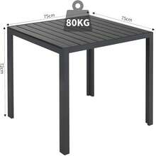Garden Table 75x75cm, Weatherproof WPC Square Patio Table With Aluminium Frame, Rustproof Lightweight Outdoor Bistro Table For Garden, Balcony, Deck - Black - View 2