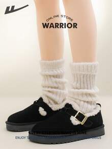 Warrior Comfortable Street Style Snow Boots For Women Autumn And Winter Comfortable Running Shoes Modest Style Casual Yet Sleek Sneakers Applicable Throughout The Year Wear-Resisting All-Day Wear Training Sneakers Warm Fleece-Lined Sneakers - Black - View 4