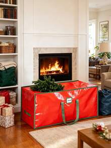 1pc-Christmas Tree Storage Bag, Christmas Tree Moving Bag, Christmas Tree Storage Pouch, Christmas Tree Packaging, Surprise Gift Large Package, Large Christmas Tree Storage, Large Capacity Heavy Duty Artificial Tree Bag, Christmas Party Supplies. With Reinforced Handles And Dual Zippers, Extra Large Waterproof And Durable, Suitable For Christmas Tree, Christmas Gifts, Christmas Home Decor Storage (Red) - Red - View 7