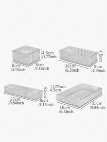 8/7/6/1pc Transparent Cosmetic Storage Box, Desktop Storage, Drawer Storage, Countertop Storage, Stackable Storage, Bedroom Decor, Holiday Decor, Room Decor, Home Decor Storage, Suitable For Organizing Cosmetics - Clear - View 4