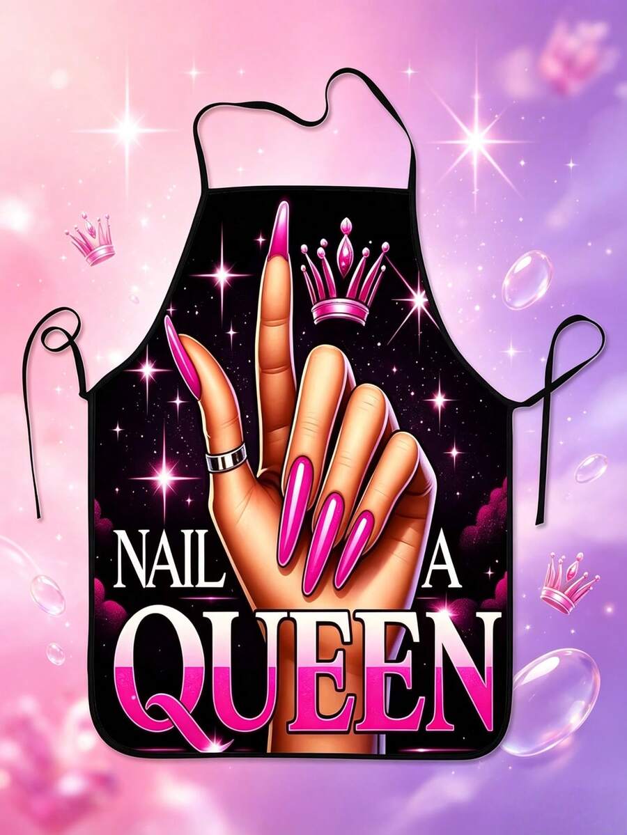 Stylish Graphic Nail Technician Apron Waterproof Anti‑Dirt Salon Work Apron Adjustable Neck Strap Nail Artist Apron - Multiple Styles - View 1