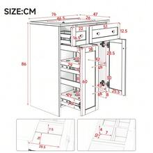 76 X 47 X 86 Cm, Freestanding Vanity Unit, Lacquered Surface, Waterproof Ceramic Basin, 8 Drawers, Soft-Close Runners, Soft-Close Hinges, Silver Handles, White. - White - View 5