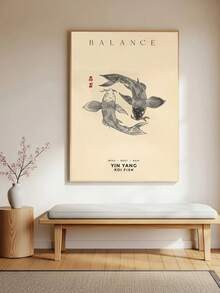 1pc Koi Fish Print, Yin Yang Poster Aesthetic Vintage Wall Art, Black And White Japanese Art Print, Red Cream Koi In Water Japanese Art Print, Minimalist Inspired Poster, Mindfulness Wall Decor, Christmas Decorative Wall Art, Framed/Unframed - 1pc - View 8