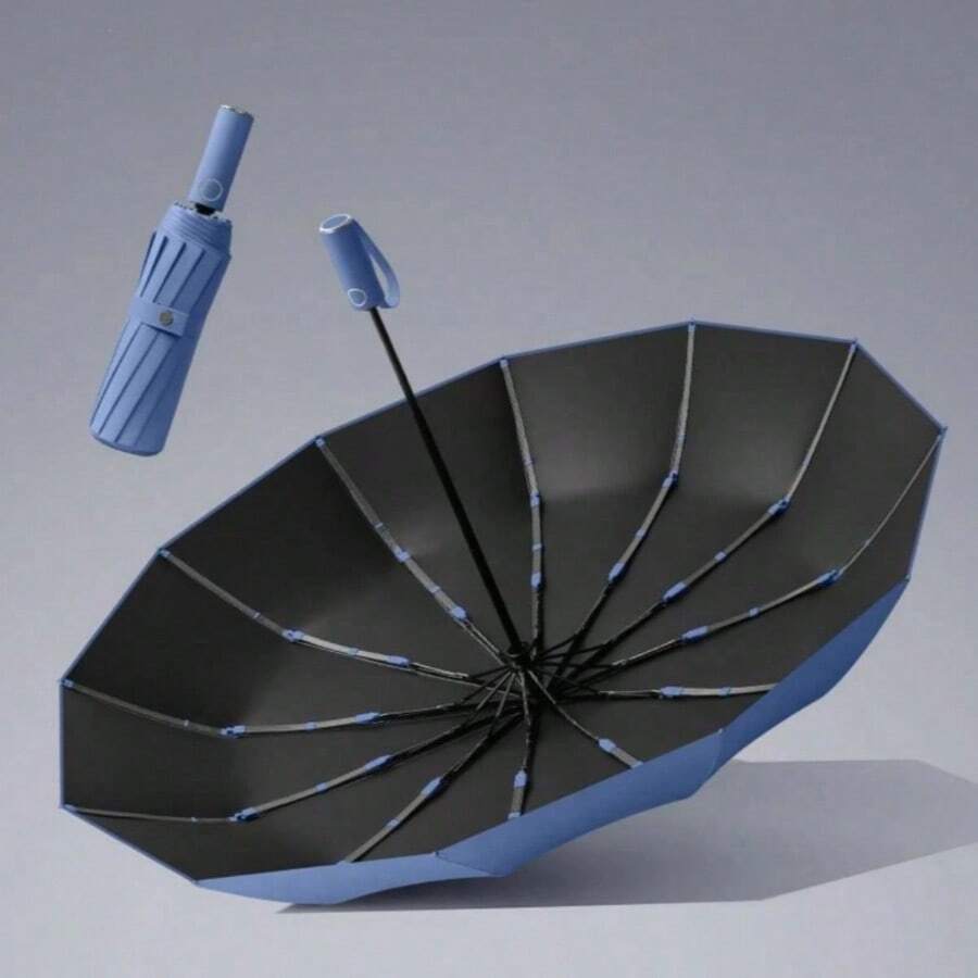 1pc Automatic Folding Umbrella, UPF50+ UV Protection, Waterproof For Rain, Minimalist Design, Soft Colors, Easy To Store In Bag