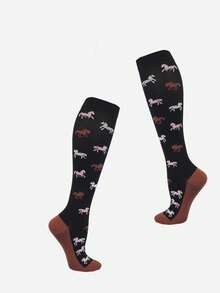 1 Pair/3 Pairs Men's Outdoor Horse Riding Compression Socks, Sports Fitness Running Knee-High Socks - Multicolor - View 5