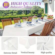 4/6/8/10 pièces Nappe rectangulaire blanche 57 X 102 pouces, convient pour table de 4 pieds, résistante aux taches, résistante aux plis, nappe en polyester lavable, convient pour la salle à manger, le mariage, le banquet, la fête, le buffet - Multicolore - Voir 6