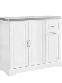 SoBuy | Kitchen Trolley With Foldable Extension | Kitchen Cart With 2 Drawers | Kitchen Cabinet MDF For Small Spaces | 107*71*91 Cm - 白色 - 查看 2