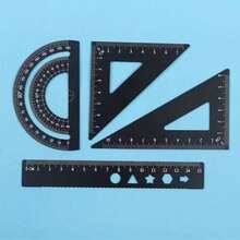 4-In-1 Metal Ruler Set: Protractor, Triangle Ruler, Geometry Set For Students, Measuring Tools, Angle Ruler, Aluminum Alloy Drawing Set - 4-in-1 - View 5