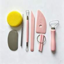 8pcs Plastic Clay Sculpting Tool Kit, Professional Pottery Modeling Tools With Wire Clay Cutter, Sponge, Scrapers For DIY Handmade Ceramic Art Crafts - Multicolor - View 8