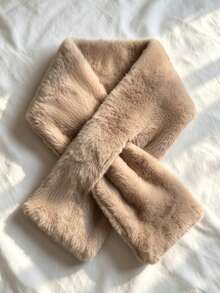 1pc Women's Winter Multi-Use Plush Thick Scarf Solid Color Plush Neck Cover, Cute Plush Scarf For Girls - Multicolor - View 14