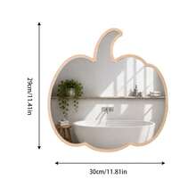 1pc Pumpkin Wooden Frame Acrylic Mirror Wall Sticker, Gold & Silver Dual-Color Self-Adhesive Halloween Decorative Mirror Decal, Suitable For Home Bathroom Bedroom Wall Decor - 1PC - View 2