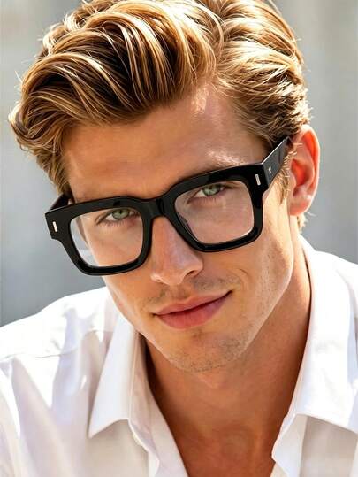 1PC Unisex Thick Frame Square Classic Rivet Minimalist Clear Lens Glasses, Suitable For Back To School, Work, Daily Wear, Reading