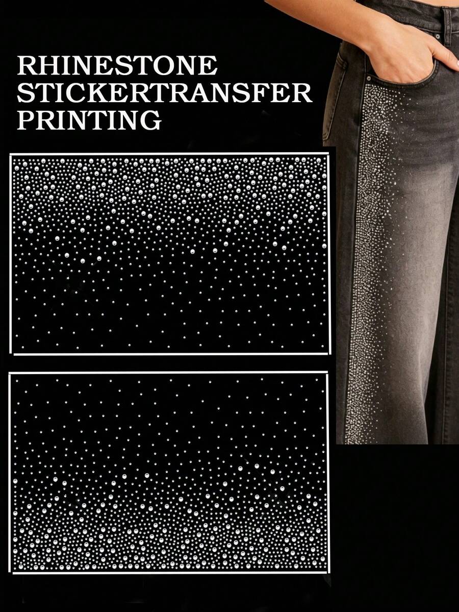 12/6/4pcs Iron-On Rhinestone Crystal Glitter Heat Transfer Applique Patches For Clothing DIY Decoration (Fashion Style) - Fashionable - View 1