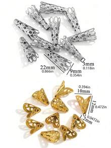 20 cái đầu bịt hạt hình nón dài rỗng bằng thép không gỉ họa tiết filigree, phụ kiện nối làm trang sức DIY, mua số lượng lớn - nón hạt - Xem 6