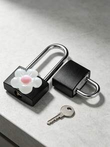 Metal Mini Padlock With Cute Translucent Flower Decoration, 2 Keys, Small Combination Lock, No Assembly Required, Small Luggage Padlock, Metal Key Padlock, Suitable For Luggage, Pencil Case, Backpack, Travel Accessories, School Locker, Sports Locker, Fence, Toolbox, Perfect For Graduation Season, Back To School Season, Teacher's Day Gift, Travel Accessory - Multicolor - View 3