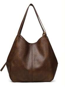 2026 Vintage Large Capacity Tote Bag Women's Handbag Commuter Shoulder Crossbody Bag Fashion PU Leather Large Capacity Messenger Crossbody Bag - Coffee - View 6
