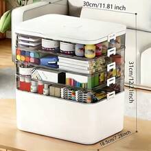 Large Capacity Multi-Layer Stackable Storage Box With Lids- 5-Tier With Handle, Essential ForHome And Travel, Transparent Storage Box Easy To Clean, For Pill Box Organization, OfficeSupplies, Sewing Supplies, Bathroom Supplies Storage Box - View 2