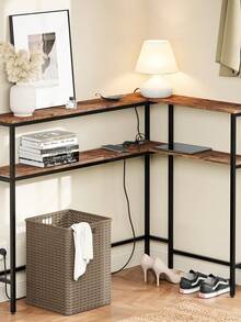 SoBuy | Entrance Console With Power Outlet | Corner Table With Metal Frame | Industrial Sideboard MDF For Living Room | 120*80*101 Cm | Load Capacity 48 Kg - 查看 1