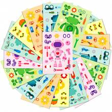 6pcs Cartoon Robot Face Changing DIY Collage Stickers, Robot Parts Build Stickers, Kids Early Educational Handmade Toy, Quiet Book & Party Game Craft Supply - Multicolor - View 1