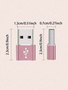 1入aluminum Alloy Usb轉type-c轉換頭,適用於充電和數據傳輸,適用於手機、電腦、相機等設備 - 粉色 - 查看 2
