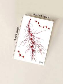 STARTTOOS Halloween Red Star & Vein Pattern Face, Arm, Shoulder, Neck Waterproof Temporary Tattoo Stickers, 1pc/Pack, DIY Party Gift For Music Festival - Red - View 7