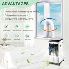 Portable Air Conditioner Window Seal Adjustable Connector For Sliding Door And Window Openings Universal AC Hose Seal Cloth With Zipper And Adhesive Fasteners Upgraded Cuff Design Compatible With Various Portable Cooling Units Easy Installation - White - View 3